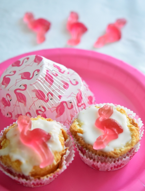 Limo-Muffins mit Flamingos